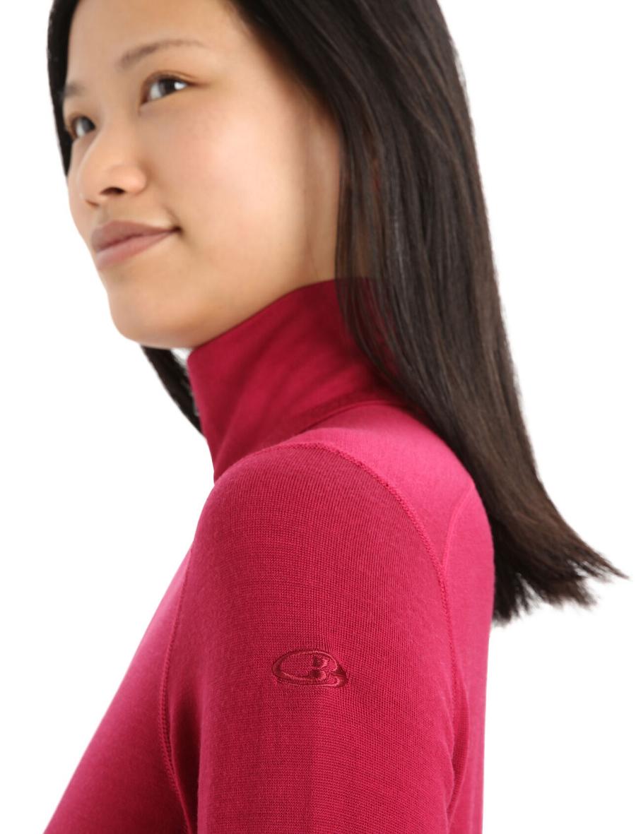 Cherry Women's Icebreaker Merino 260 Tech Long Sleeve Half Zip Thermal Top Base Layers | USA 1913SGLO